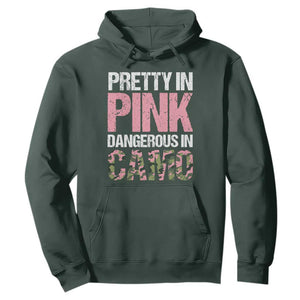 Camo Girl Hoodie Pretty Pink Dangerous Camo Hunting Hunter TS09 Dark Forest Green Print Your Wear