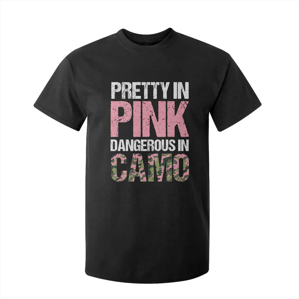 Camo Girl T Shirt For Kid Pretty Pink Dangerous Camo Hunting Hunter TS09 Black Print Your Wear