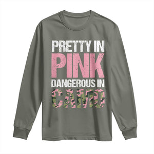 Camo Girl Long Sleeve Shirt Pretty Pink Dangerous Camo Hunting Hunter TS09 Military Green Print Your Wear