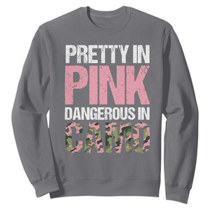 Camo Girl Sweatshirt Pretty Pink Dangerous Camo Hunting Hunter TS09 Charcoal Print Your Wear