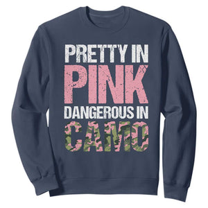 Camo Girl Sweatshirt Pretty Pink Dangerous Camo Hunting Hunter TS09 Navy Print Your Wear