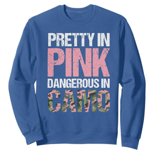 Camo Girl Sweatshirt Pretty Pink Dangerous Camo Hunting Hunter TS09 Royal Blue Print Your Wear