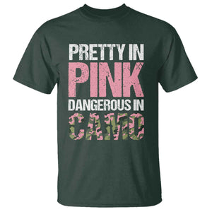 Camo Girl T Shirt Pretty Pink Dangerous Camo Hunting Hunter TS09 Dark Forest Green Print Your Wear