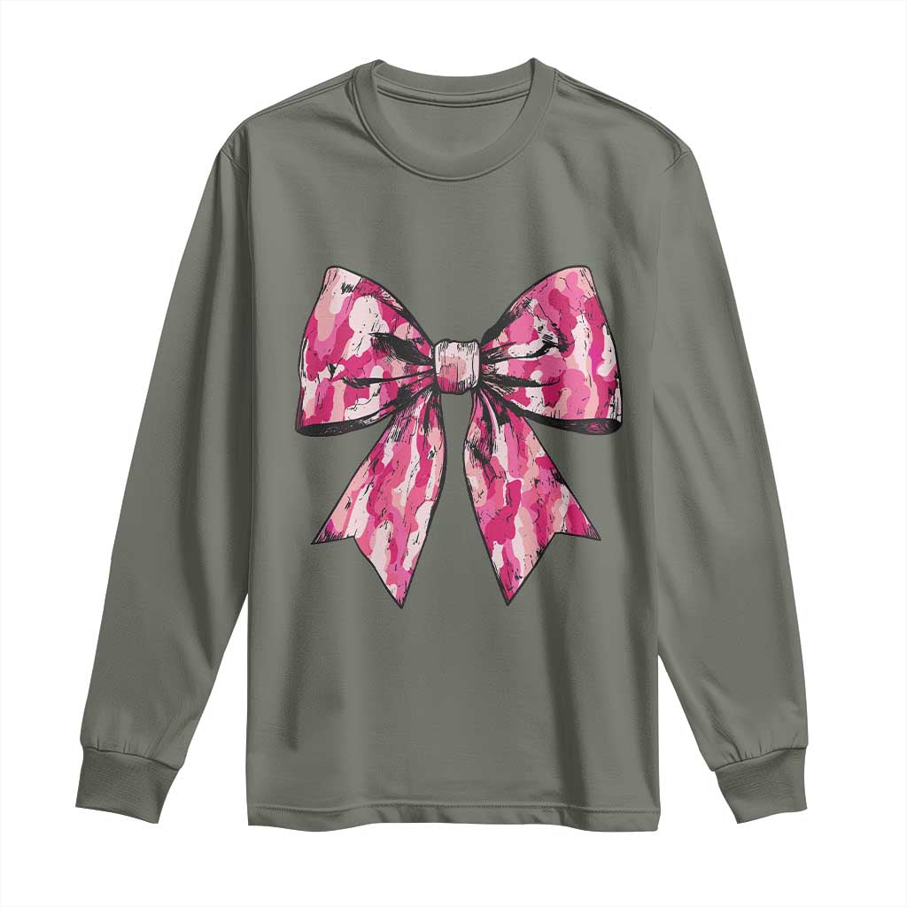 Camo Girl Long Sleeve Shirt Camouflage Bow Coquette Hunting Hunter TS09 Military Green Print Your Wear