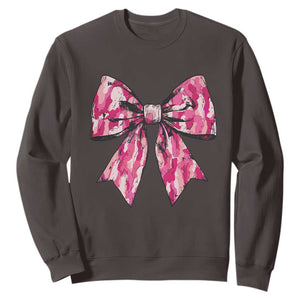 Camo Girl Sweatshirt Camouflage Bow Coquette Hunting Hunter TS09 Dark Chocolate Print Your Wear