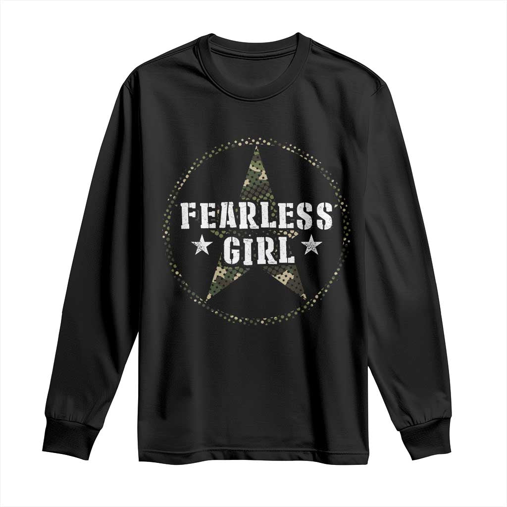 Fearless Girl Camouflage Long Sleeve Shirt TS09 Black Print Your Wear