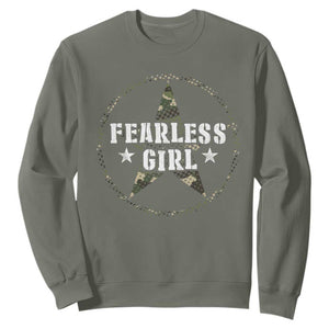 Fearless Girl Camouflage Sweatshirt TS09 Military Green Print Your Wear