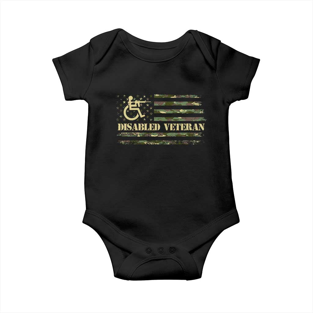 Disabled Veteran Baby Onesie Camouflage American Flag Patriotic Veterans Day TS09 Black Print Your Wear