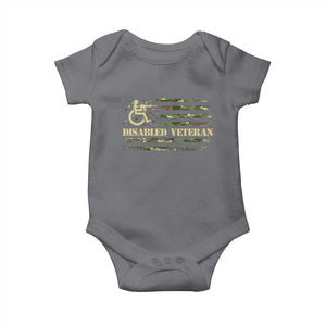 Disabled Veteran Baby Onesie Camouflage American Flag Patriotic Veterans Day TS09 Charcoal Print Your Wear