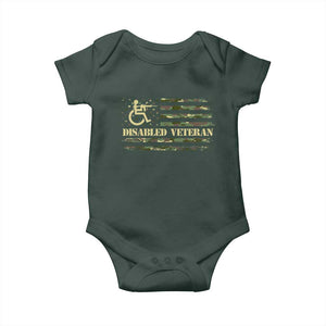 Disabled Veteran Baby Onesie Camouflage American Flag Patriotic Veterans Day TS09 Dark Forest Green Print Your Wear