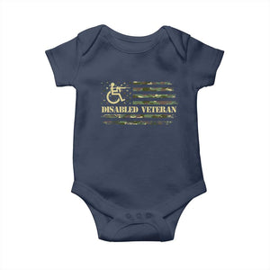 Disabled Veteran Baby Onesie Camouflage American Flag Patriotic Veterans Day TS09 Navy Print Your Wear