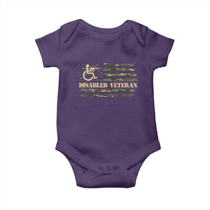 Disabled Veteran Baby Onesie Camouflage American Flag Patriotic Veterans Day TS09 Purple Print Your Wear