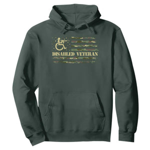 Disabled Veteran Hoodie Camouflage American Flag Patriotic Veterans Day TS09 Dark Forest Green Print Your Wear