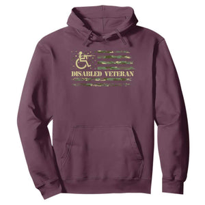 Disabled Veteran Hoodie Camouflage American Flag Patriotic Veterans Day TS09 Maroon Print Your Wear