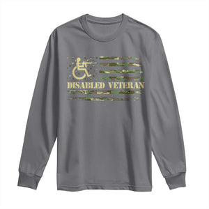 Disabled Veteran Long Sleeve Shirt Camouflage American Flag Patriotic Veterans Day TS09 Charcoal Print Your Wear