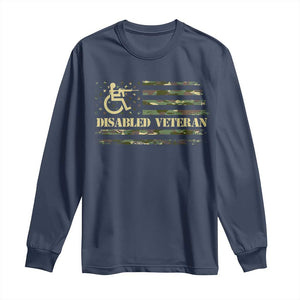 Disabled Veteran Long Sleeve Shirt Camouflage American Flag Patriotic Veterans Day TS09 Navy Print Your Wear