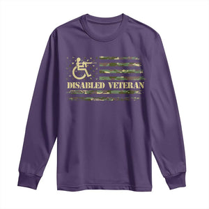 Disabled Veteran Long Sleeve Shirt Camouflage American Flag Patriotic Veterans Day TS09 Purple Print Your Wear