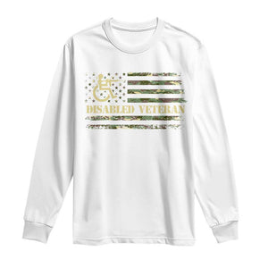 Disabled Veteran Long Sleeve Shirt Camouflage American Flag Patriotic Veterans Day TS09 White Print Your Wear