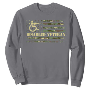 Disabled Veteran Sweatshirt Camouflage American Flag Patriotic Veterans Day TS09 Charcoal Print Your Wear