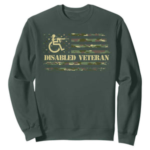 Disabled Veteran Sweatshirt Camouflage American Flag Patriotic Veterans Day TS09 Dark Forest Green Print Your Wear