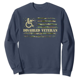 Disabled Veteran Sweatshirt Camouflage American Flag Patriotic Veterans Day TS09 Navy Print Your Wear