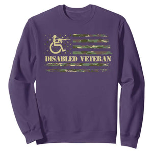 Disabled Veteran Sweatshirt Camouflage American Flag Patriotic Veterans Day TS09 Purple Print Your Wear