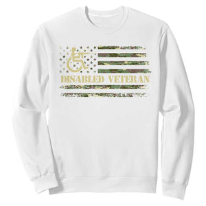 Disabled Veteran Sweatshirt Camouflage American Flag Patriotic Veterans Day TS09 White Print Your Wear