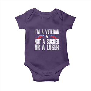 Veteran Pride Baby Onesie I'm A Veteran Not A Sucker Or A Loser TS09 Purple Print Your Wear