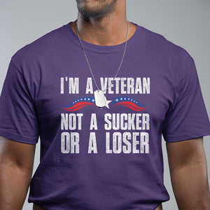Veteran Pride T Shirt - Im A Veteran Not A Sucker Or A Loser Military Honor Tee TS09 Purple Print Your Wear