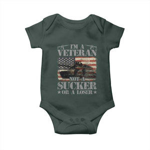 I'm A Veteran Baby Onesie Not A Sucker Or A Loser Tank Veterans Day TS09 Dark Forest Green Print Your Wear