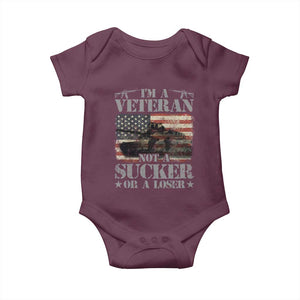 I'm A Veteran Baby Onesie Not A Sucker Or A Loser Tank Veterans Day TS09 Maroon Print Your Wear