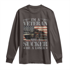 I'm A Veteran Long Sleeve Shirt Not A Sucker Or A Loser Tank Veterans Day TS09 Dark Chocolate Print Your Wear