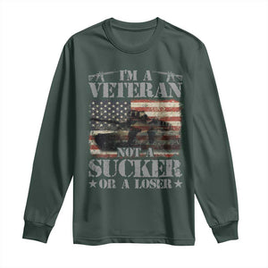 I'm A Veteran Long Sleeve Shirt Not A Sucker Or A Loser Tank Veterans Day TS09 Dark Forest Green Print Your Wear