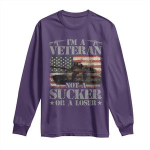 I'm A Veteran Long Sleeve Shirt Not A Sucker Or A Loser Tank Veterans Day TS09 Purple Print Your Wear