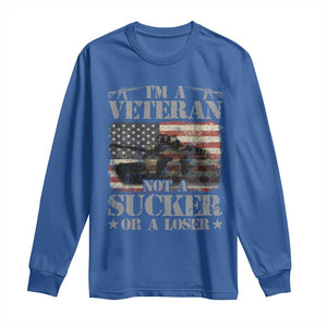 I'm A Veteran Long Sleeve Shirt Not A Sucker Or A Loser Tank Veterans Day TS09 Royal Blue Print Your Wear