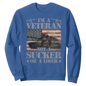 I'm A Veteran Sweatshirt Not A Sucker Or A Loser Tank Veterans Day TS09 Royal Blue Print Your Wear