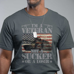 I'm A Veteran T Shirt Not A Sucker Or A Loser Tank Veterans Day TS09 Dark Heather Print Your Wear