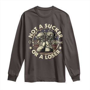 Not A Sucker Or A Loser Long Sleeve Shirt Veterans Day Patriotic American Flag TS09 Dark Chocolate Print Your Wear