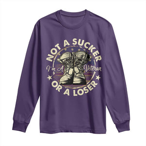 Not A Sucker Or A Loser Long Sleeve Shirt Veterans Day Patriotic American Flag TS09 Purple Print Your Wear