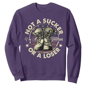 Not A Sucker Or A Loser Sweatshirt Veterans Day Patriotic American Flag TS09 Purple Print Your Wear