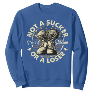 Not A Sucker Or A Loser Sweatshirt Veterans Day Patriotic American Flag TS09 Royal Blue Print Your Wear