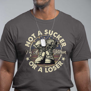 Not A Sucker Or A Loser T Shirt Veterans Day Patriotic American Flag TS09 Dark Chocolate Print Your Wear