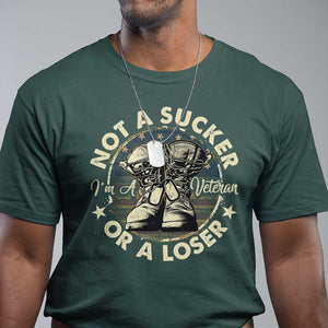 Not A Sucker Or A Loser T Shirt Veterans Day Patriotic American Flag TS09 Dark Forest Green Print Your Wear