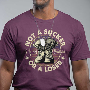 Not A Sucker Or A Loser T Shirt Veterans Day Patriotic American Flag TS09 Maroon Print Your Wear