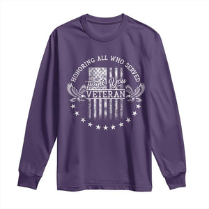 Veterans Day Long Sleeve Shirt Honoring All Who Served Thank You TS09 Purple Print Your Wear