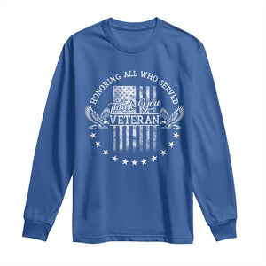 Veterans Day Long Sleeve Shirt Honoring All Who Served Thank You TS09 Royal Blue Print Your Wear