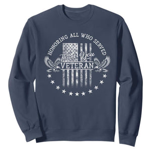 Veterans Day Sweatshirt Honoring All Who Served Thank You TS09 Navy Print Your Wear