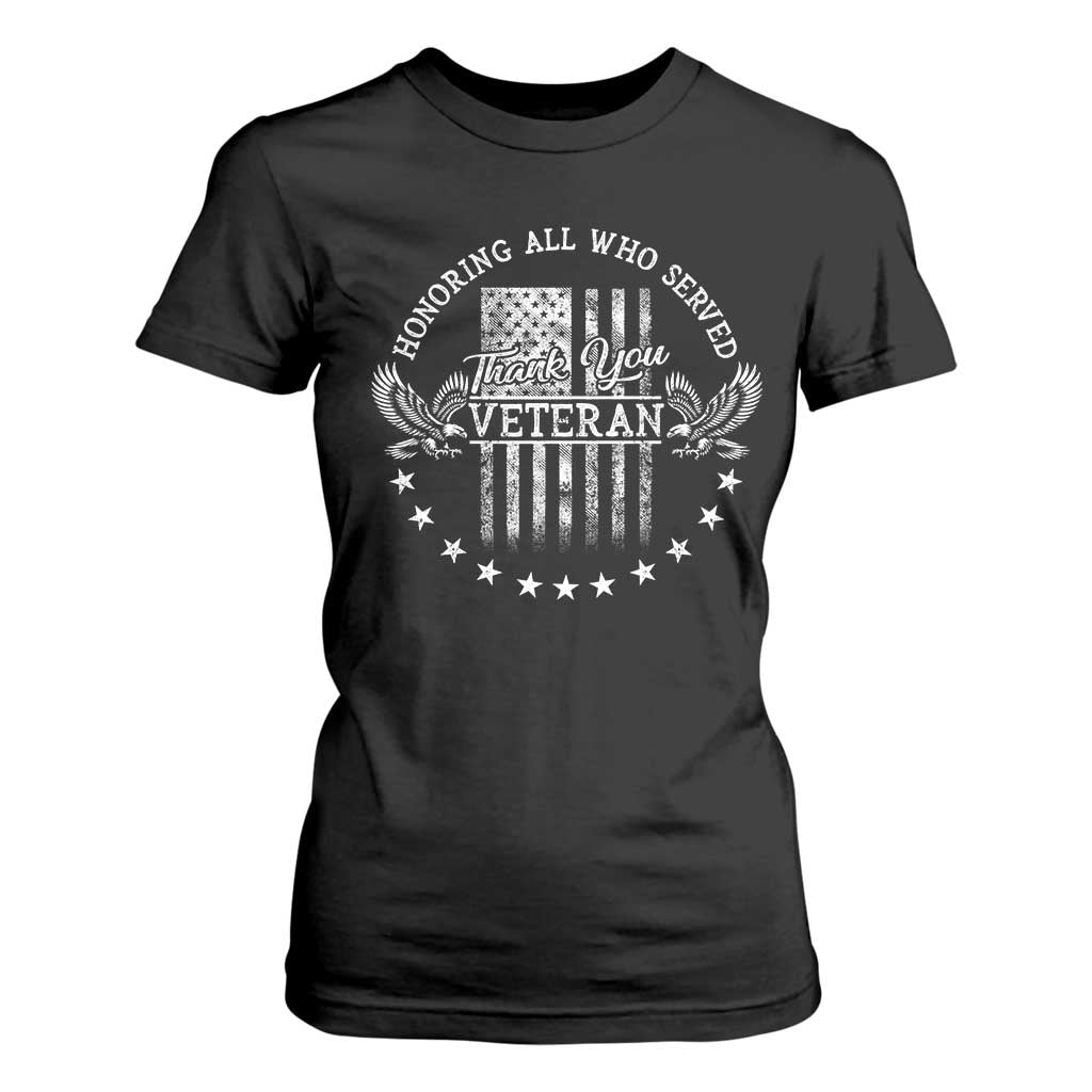 Veterans Day T Shirt For Women Honoring All Who Served Thank You TS09 Black Print Your Wear