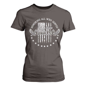 Veterans Day T Shirt For Women Honoring All Who Served Thank You TS09 Dark Chocolate Print Your Wear