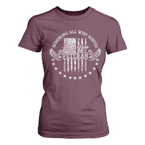 Veterans Day T Shirt For Women Honoring All Who Served Thank You TS09 Maroon Print Your Wear